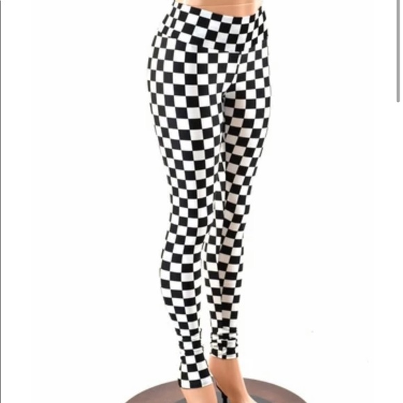 High-Waisted, Checker Coquetry Leggings - Picture 5 of 6